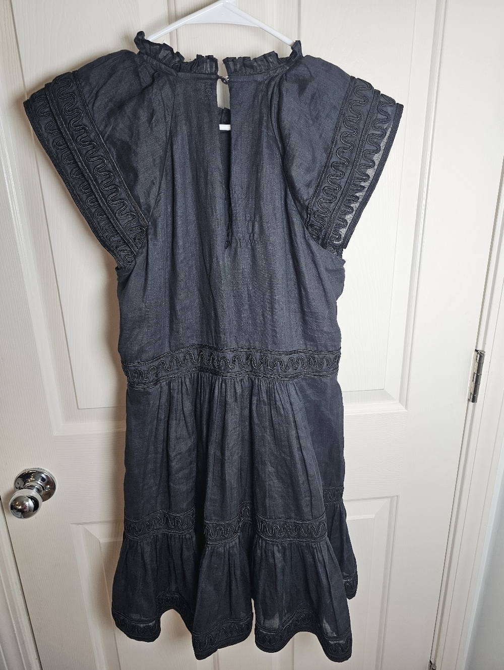 Veronica Beard Keeley Tiered Embroidered Mini Dress Black Size 00 - Picture 6 of 9